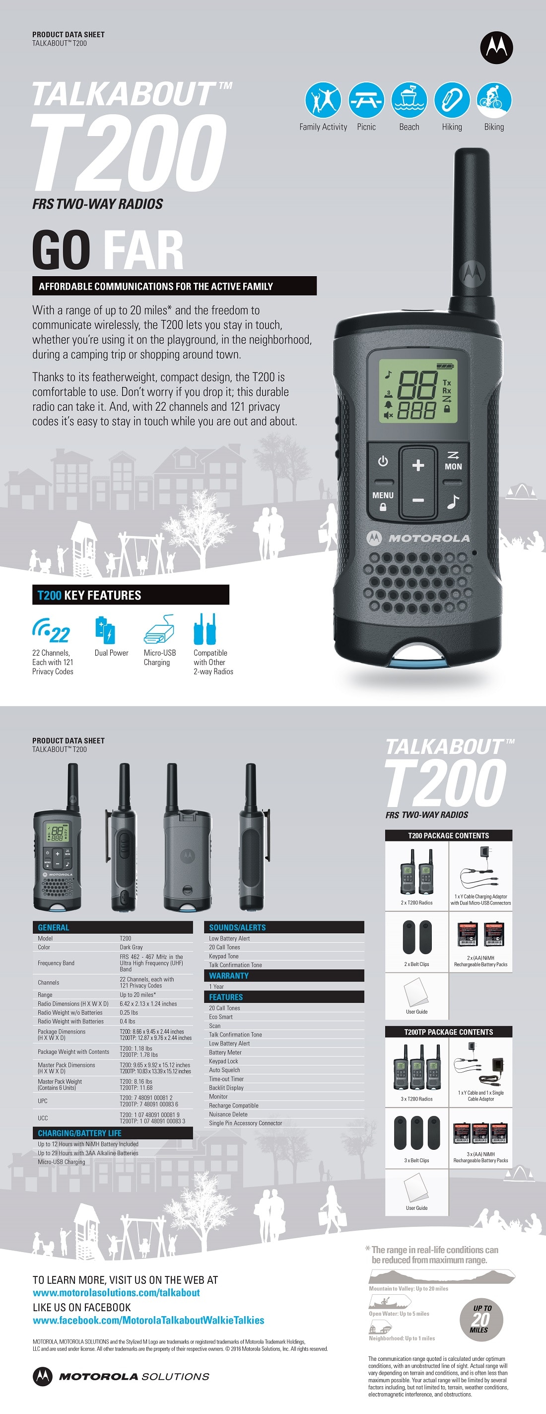 MOTOROLA Talkabout T200 Radio TwoWay Radio Bundle T200BNDL1